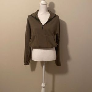 Army green cropped pullover